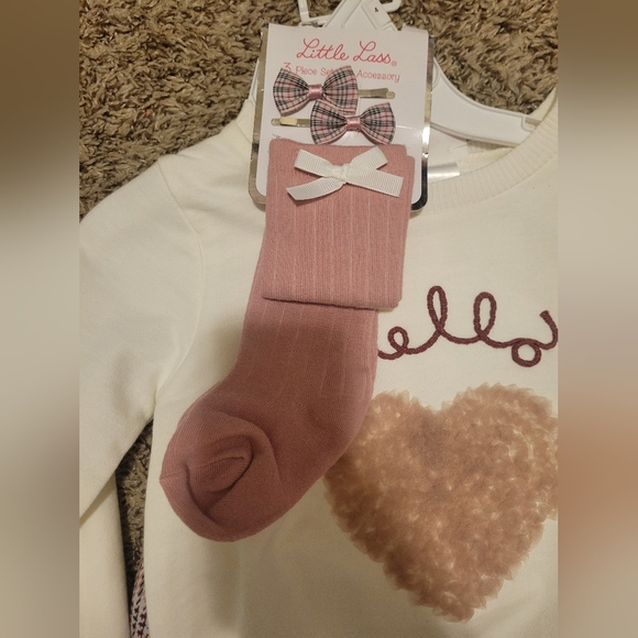 Little Lass Ivory Sweater and Plaid Shorts Outfit - Picture 3 of 4